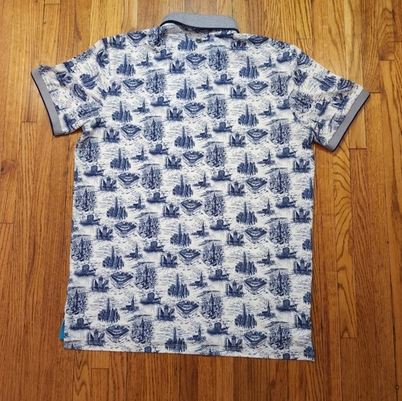 Greyson Mens polo Golf Shirt Size M All Over Print Stadiums City Performance - Picture 6 of 9